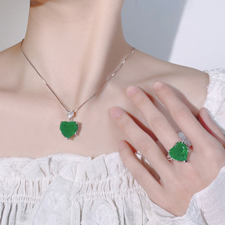 Châu Âu Mỹ ins Phong Cách Mới Ngọc Lục Bảo Hình Trái Tim Trang Sức Phù Hợp Với Nữ