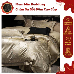 Bộ Chăn Ga Gối Chất Liệu Gấm Dệt Mềm Mịn Bóng Mượt Thiết Kế Độc Đáo Trang Nhã - MemMinbedding Luxury