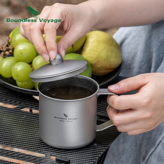 Boundless Voyage 360ml Cốc Cắm Trại Titan Có Nắp Nhẹ Du Lịch Cà Phê Trà Di Động Bền Một Lớp Dining Cốc
