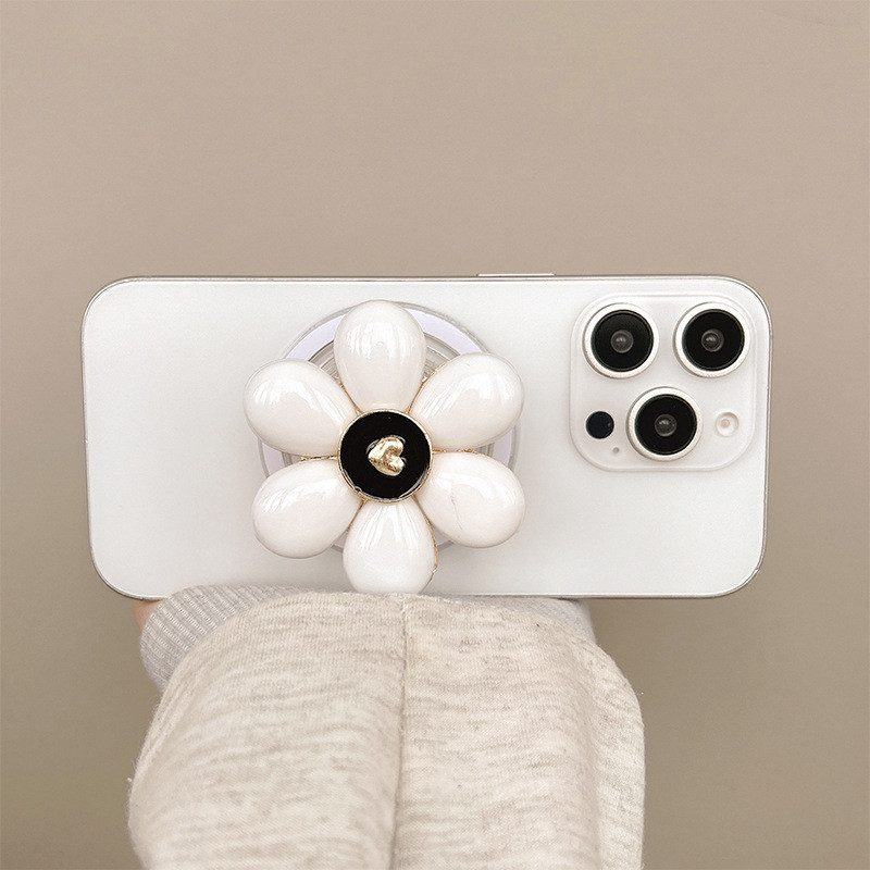 Màu 3D Hoa Tròn Ổ Cắm Từ Tính Giá Đỡ Điện Thoại Cho IPhone 16 15 14 Pro Max Có Thể Gập Lại Ring Grip Co Giãn Để Bàn Đứng