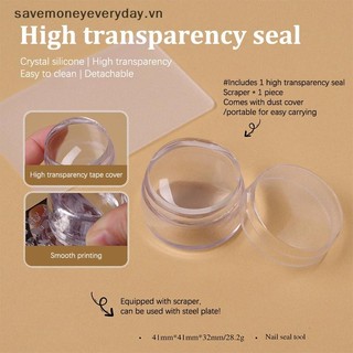 [savemoneyeveryday] Dụng cụ dập móng tay Dụng cụ đóng dấu móng tay trong suốt có dụng cụ cạo Jelly Silicone Stamp cho móng tay nghệ thuật kiểu Pháp cho các mẫu móng tay [vn]