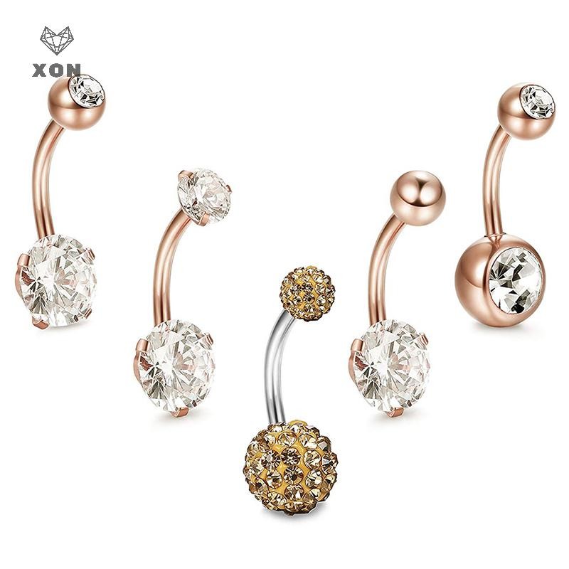 XON Set 5 Khuyên Rốn Bằng Thép Không Gỉ Cá Tính Thời Trang
