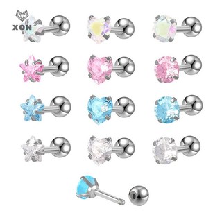 XON Bông Tai Zircon Pha Lê Thép Không Gỉ Đơn Giản, Xoắn, Sụn, Móng Tay, Cho Nữ, Trang Sức Tối Giản