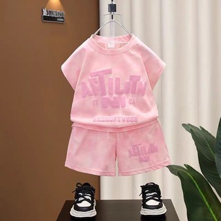 Bộ Đồ Bé Trai Mùa Hè - Áo Ba Lỗ In Chữ Phong Cách + Quần Short Màu Loang Cá Tính