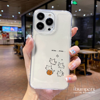 ibumpers Ốp Điện Thoại iPhone Cặp Đôi Dễ Thương Họa Tiết Cá Mèo Cặp Đôi Ốp Lưng Trong Suốt TPU Mềm Chống Sốc Cho IPhone 16 15 14 12 13 11 Pro Max IP 7 8 Plus X XS XR