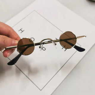Kính Mát Tròn Nhỏ Retro Slender Khung Kim Loại Khung Tròn Kính Mát Màu Phổ Biến Để Đi Bộ Mua Sắm Du Lịch