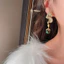 Bông tai ngọc trai rồng vàng Zircon sang trọng phong cách mới đẹp mắt