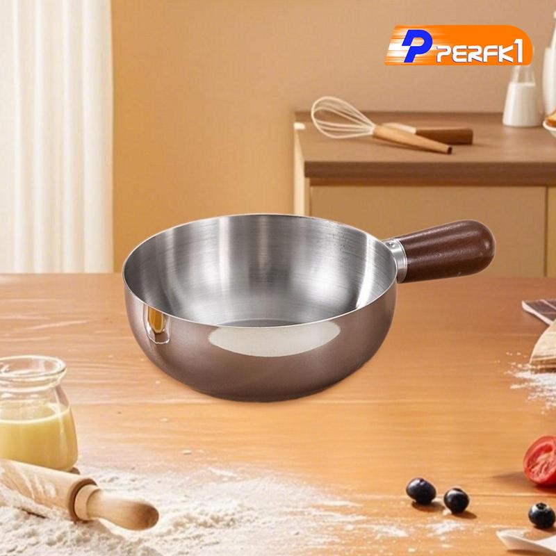 Nồi Sữa Nóng Mini Sốt Nhỏ Chống Trơn Trượt Cho Luộc Thép Không Gỉ Có Tay Cầm Gỗ Dụng Cụ Nấu Ăn Nồi Dầu