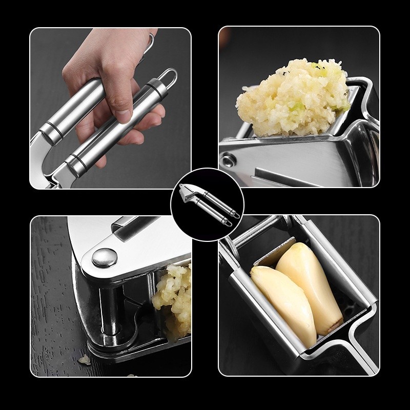 Máy Ép Tỏi Thép Không Gỉ Bền Bỉ & Chống Gỉ - Stainless Steel Garlic Press Mincer Crusher - Ergonomic Kitchen Tool for Garlic/Ginger