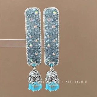 MAUROPOLI [Sẵn Sàng] Phong Cách Mới Công Nghiệp Nặng Pha Lê Flash Kim Cương Chuông Tua Rua Kẹp Tóc bb Kẹp Phong Cách Dân Tộc Nổ Kẹp Retro Kẹp Bên Mũ Đội Đầu Nữ