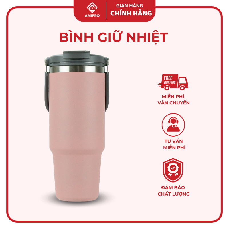 Bình Giữ Nhiệt AmiPro Inox Dung Tích 890ml, Có Quai Xách Tiện Lợi, Giữ Nhiệt Lên Đến 48H