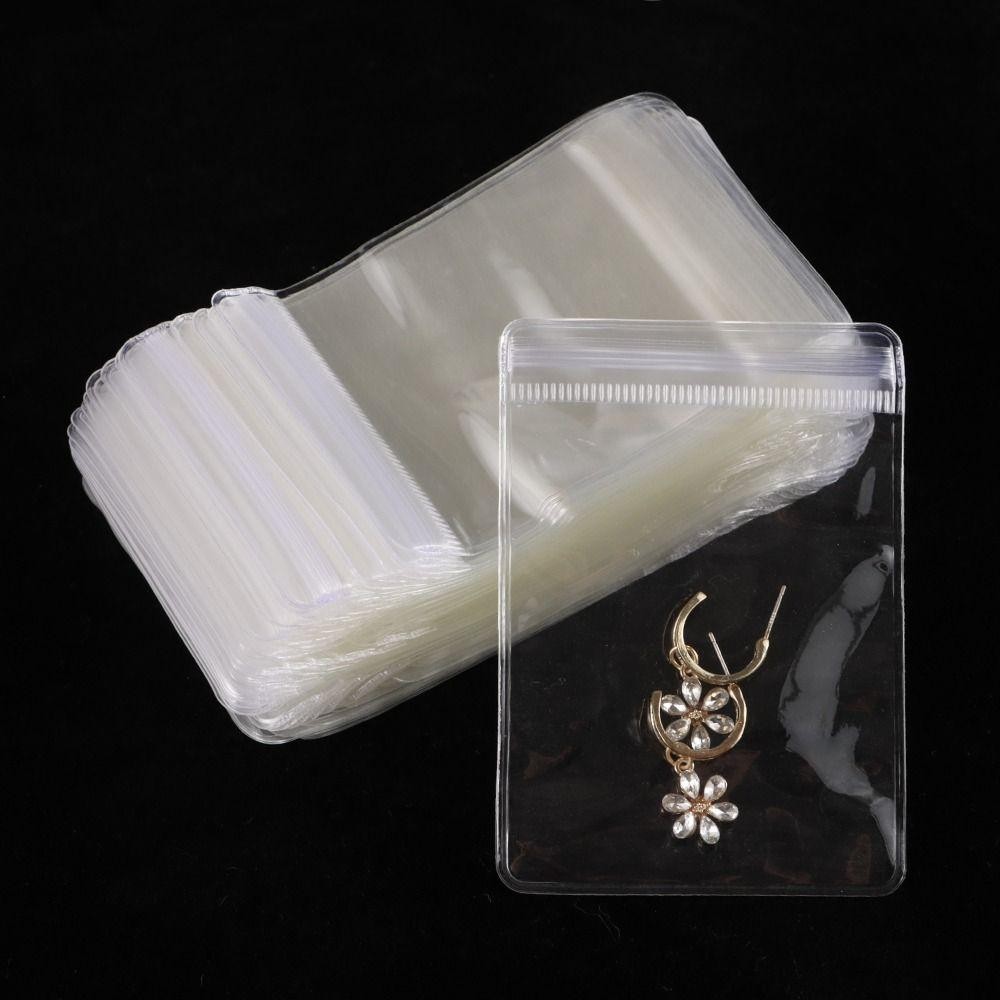 SLICELLIFE 100 Chiếc Túi Khóa Zip, Túi Tự Niêm Phong Nhựa PVC Chống Bụi, Túi Đựng Trang Sức Trong Suốt Vòng Cổ Vòng Tay Vòng Tay