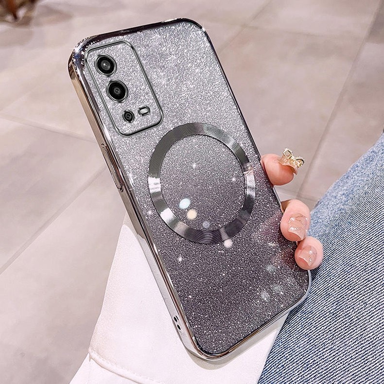 Ốp điện thoại thời trang mạ lấp lánh OPPO A55 4G có ống kính hút từ tính và chống rơi để bảo hiểm toàn diện Mới