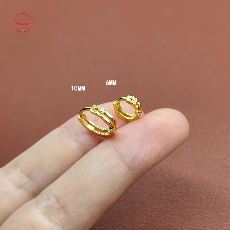 Diễu Hành 1 Cặp Thời Trang Đơn Giản Nhỏ Vòng Bông Tai Dành Cho Nữ Sáng Bóng Zircon Tròn Vòng Tròn Xương Tai Móng Tay Tai Trang Sức VN