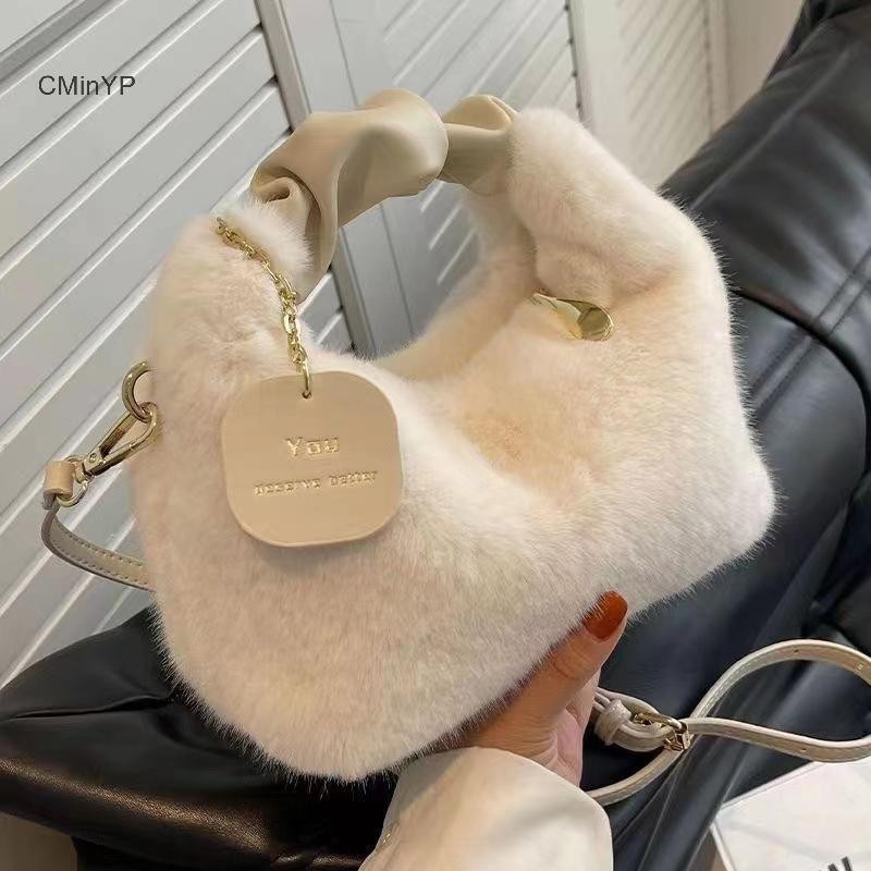 Cminyp Nữ Sang Trọng Túi Xách Tay Cầm Ruched Nữ Nhỏ Đeo Vai Túi Tote Thường Ngày Nửa Mặt Trăng Hobos Túi Mùa Đông Vinh Quang