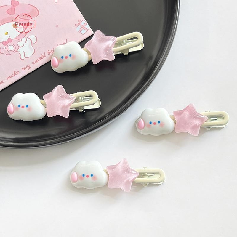 Cuộc diễu hành Đáng Yêu Đám Mây Ngọt Ngào Ngôi Sao Dễ Thương Màu Hồng Pentagram Kẹp Tóc Nữ Tính Bên Nổ Kẹp Mũ Phụ Kiện Tóc VN