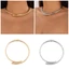 OXXGGKAO Vàng Bạc Màu Tuyên Bố Mở Choker Cho Nữ Lấy Cảm Hứng Từ Kim Loại Rộng Vòng Cổ Vòng Cổ Trang Sức Cho