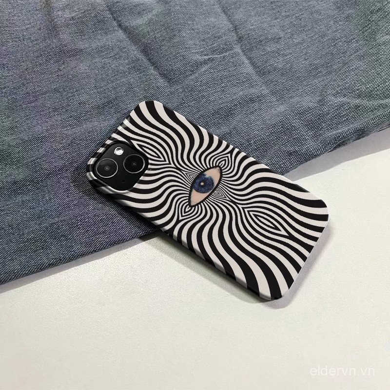 Ốp điện thoại QYJS mắt đen trắng phong cách ins dùng cho IPhone 11 12 PRO 14 15 16 PLUS 13 14 15 16 ProMAx XR XR XSMAX SE 7 8 plus Ốp cứng điện ảnh mẫu cá tính thời trang UAEB