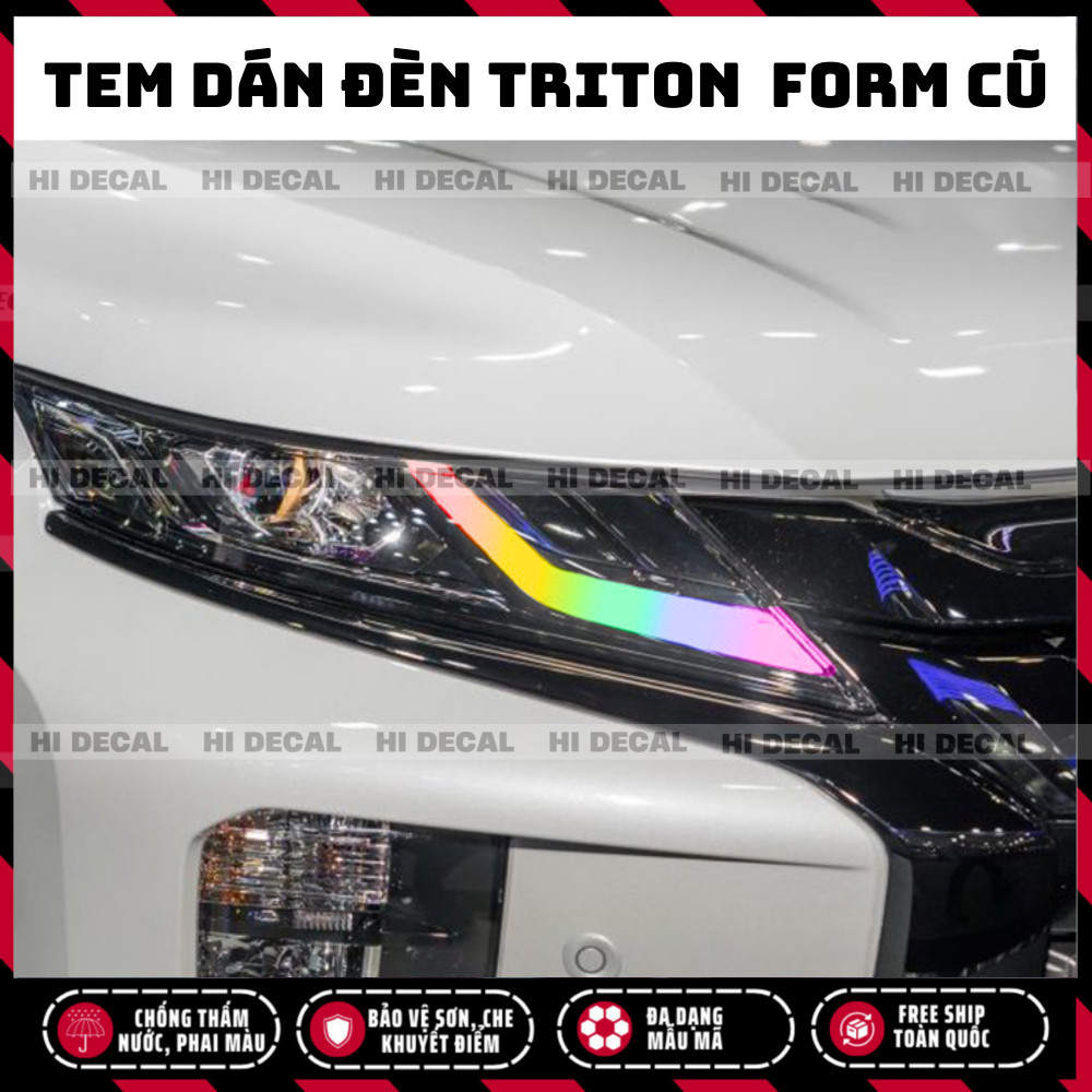 Tem dán đèn Triton 2019 - 2023 form cũ, Decal dán đổi màu đèn triton Decal dán trang trí đèn Triton bền màu chống nước