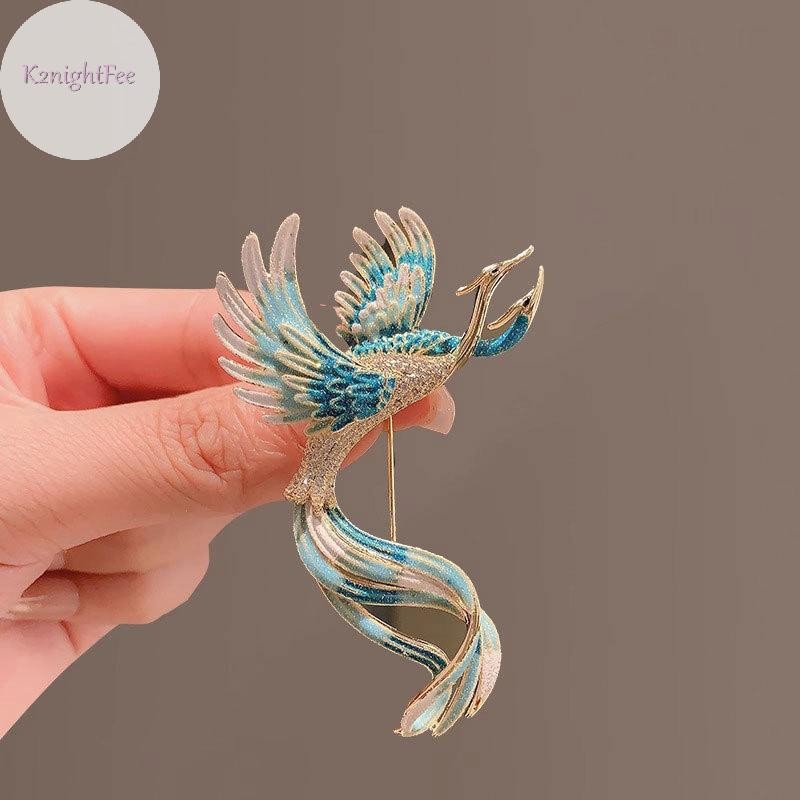 K2nightfee Phong Cách Trung Hoa Phượng Hoàng Men Trâm Cài Vintage Gradient sel Phoenix Corsage Đa Năng Sáng Bóng Chân Phụ Kiện Quần Áo Quà Tặng VN