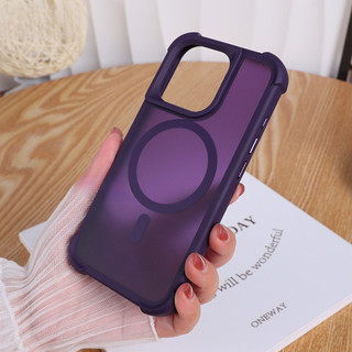 Vỏ điện thoại từ tính mờ màu tím tương thích cho iPhone 16 Pro Max 11 12 13 14 15 Pro Max 14 / 15 / 16 Plus với vỏ cứng bảo vệ chống rơi bốn góc