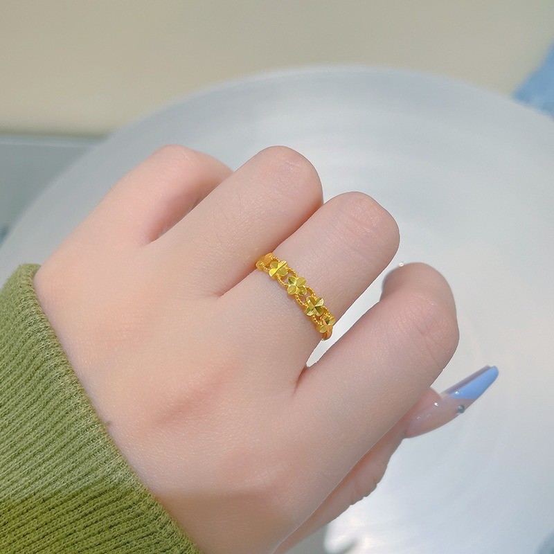 Nhẫn mở cỏ bốn lá phong cách Hàn Quốc thời trang Ins Hợp kim may mắn Món quà trang sức dành cho nữ sinh viên
