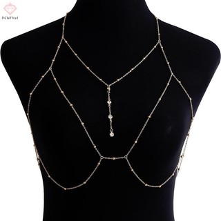 Vòng cổ dây chuỗi cơ thể chéo nữ, áo ngực cưới, trang sức gợi cảm dự tiệc