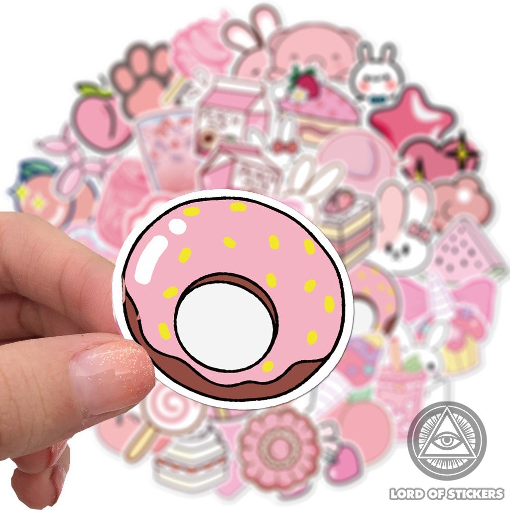 50 Hình Dán Sticker Họa Tiết Graffiti Màu Hồng Cute