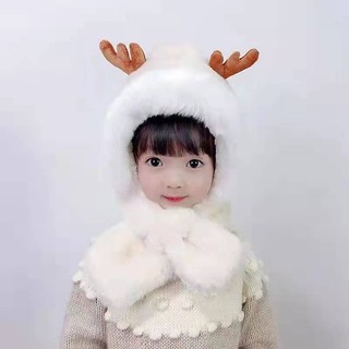 Mùa Đông Mũ Trẻ Em Khăn Tích Hợp Nam Nữ Dày Ấm Áp Sang Trọng Mũ Dễ Thương Bé Hươu Nhung Mũ Bảo Vệ Tai