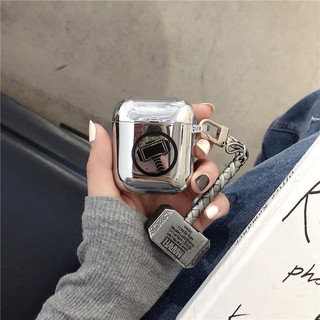 Vỏ Tai Nghe Bluetooth Không Dây Cho Airpods 4 3 AirpodsPro Pro2 1 / 2nd Bạc Nóng Người Sắt Đội Trưởng Thor Mặt Dây Chuyền Vòng Cổ Hộp Tai Nghe