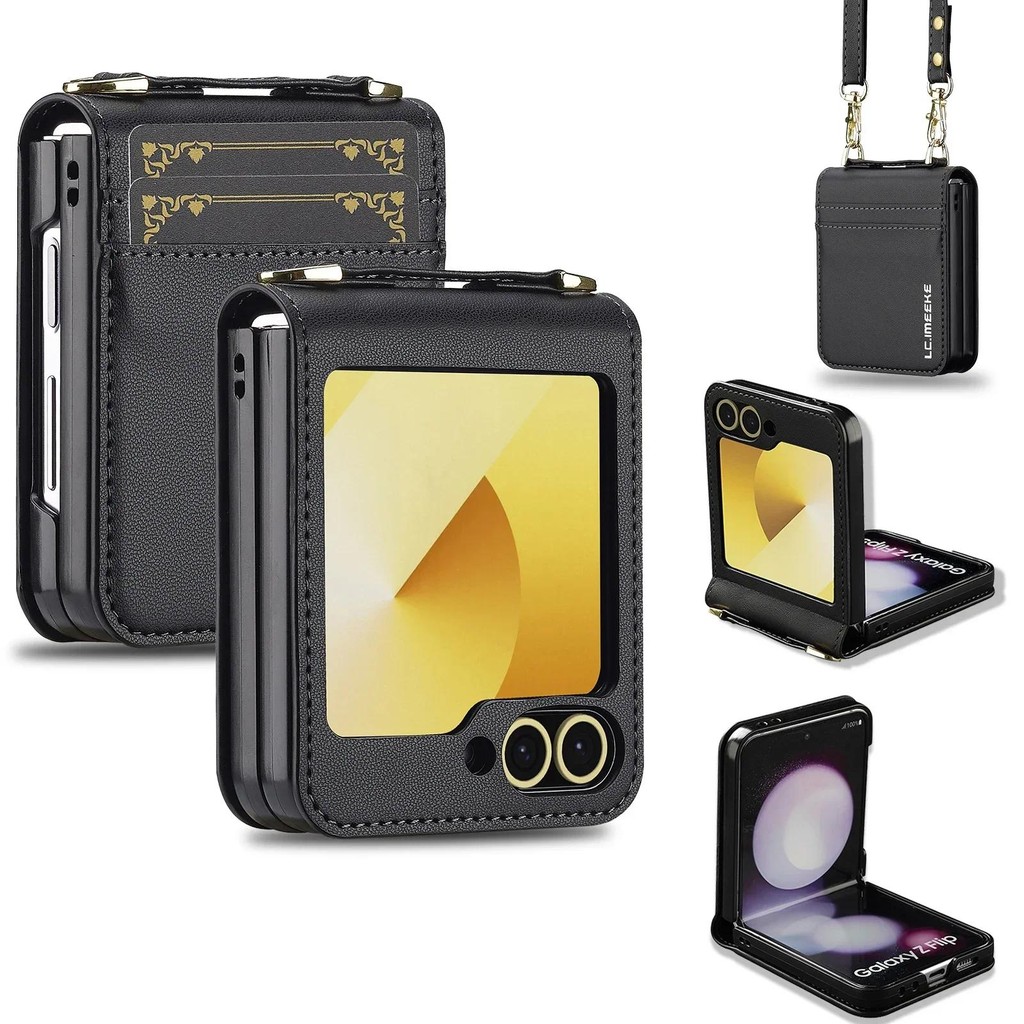 Đeo Ngang Dây Đeo Tay Ví Dành Cho Samsung Galaxy Z Flip 6 5 4 3 Flip6 Flip5 Flip4 Flip3 5G Đựng Thẻ Dây Đeo Tay Bao Da