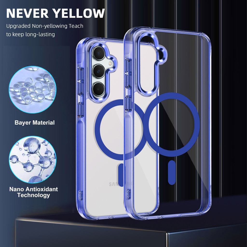 Ốp Lưng Cứng Trong Suốt Cho Samsung Galaxy A15 A16 A26 A35 A36 A55 A56 5G A37 Vỏ Nam Châm