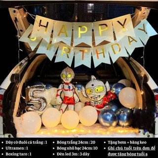 Set trang trí sinh nhật cho bé trai bé gái người lớn SNOT -ULTRAMEN 01, Trang trí sinh nhật bằng bóng bay trong oto