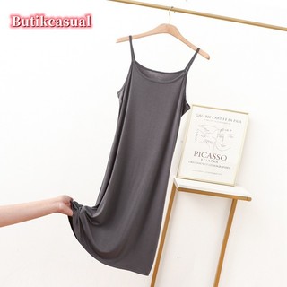 Phụ nữ cotton Sling Váy dài modal co giãn lớn dáng rộng giản dị váy midi thời trang váy hở lưng