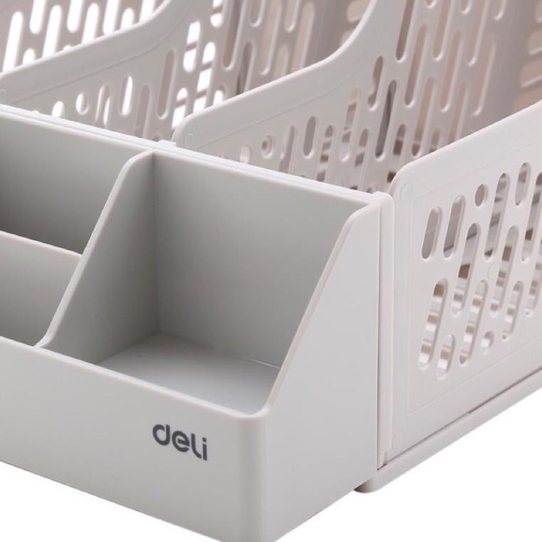 Kệ rổ hồ sơ lắp ráp 3 ngăn có khay cắm bút Deli Z00112.