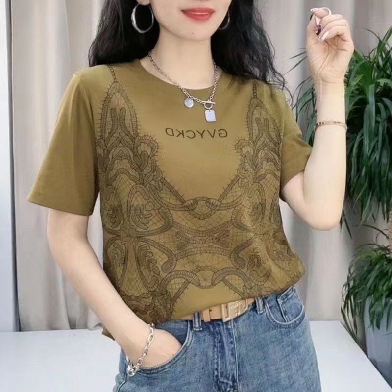 Mùa Hè 2025 Mới Phong Cách Hàn Quốc Thời Trang Giải Trí Thoải Mái Áo Thun Nữ