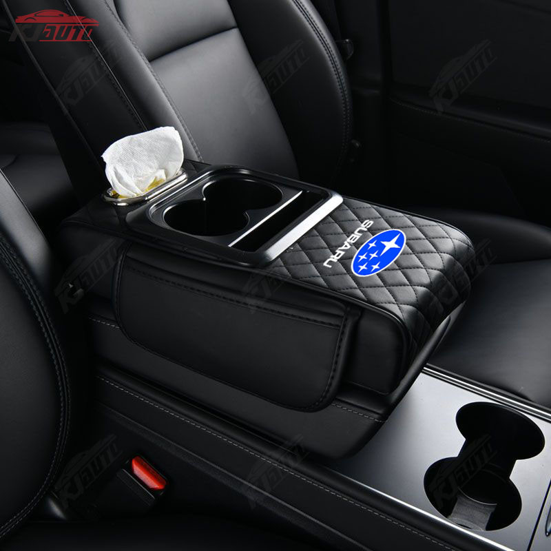 Subaru Xe Tay Hộp Chiều Cao Miếng Lót Da Trung Tâm Túi Bảo Quản Cốc Nước Cho BRZ Forester Legacy Outback WRX WRX STI Impreza XV