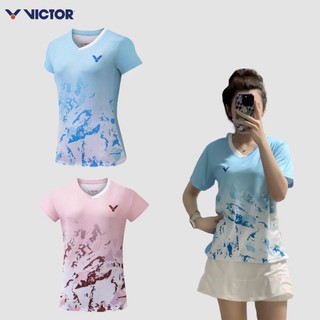 Victor hợp thời trang mới áo sơ mi cầu lông nam nữ khô nhanh đồng phục đội thoáng khí chạy bộ tập thể dục tay ngắn