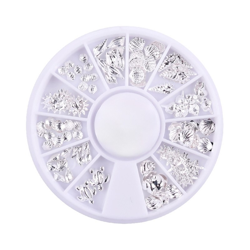 Wellb Nail Art Đề Can 3D Khung Kim Loại Cho Vỏ Biển Sao Biển Đinh Tán Trên Móng Tay DIY Charm