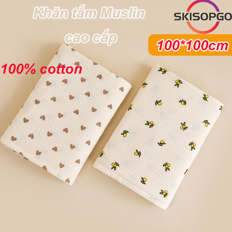 Phiên bản tiếng Hàn Khăn tắm Muslin cao cấp，dùng làm khăn quấn bé sơ sinh ra ngoài，100% cotton