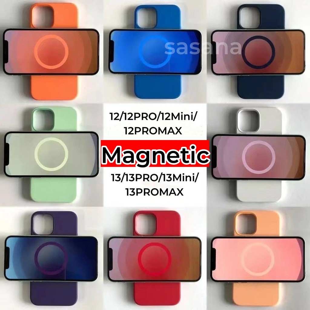 (1: 1) Silicon lỏng từ tính cho iphone 12 / 13 / Promax / pro / mini / Vỏ điện thoại chất lượng cao Bật lên hoạt hình