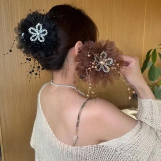 MKYCO Móng Vuốt Tóc Hướng Dương, Tua Rua Lấp Lánh Cá Mập Kẹp Tóc, Retro Lưới Đuôi Ngựa Kẹp Tóc Phụ Kiện Tóc