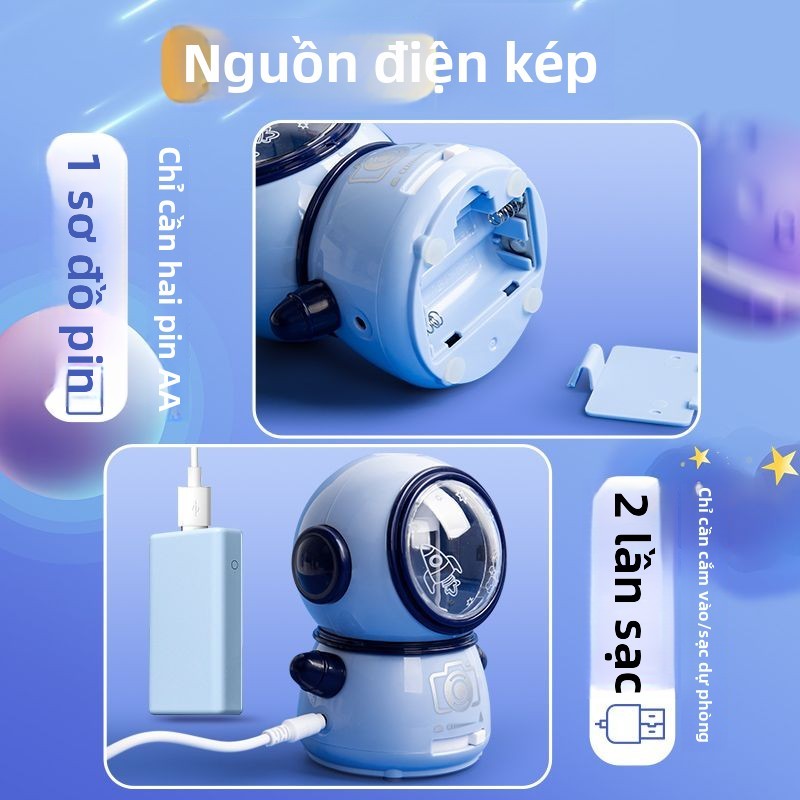 Product image Máy gọt bút chì điện thông minh hình phi hành gia – Sạc USB hoặc dùng pin, lưỡi dao siêu bền 9