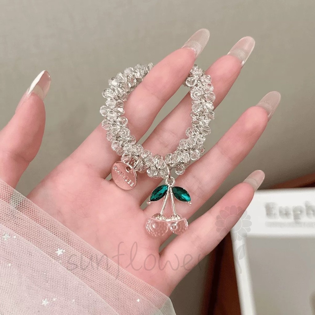 [hướng dương] Vòng tay anh đào pha lê Dây buộc tóc công dụng kép