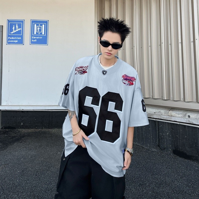 ThaliaWisp Áo Thun Nam Mỹ Retro Họa Tiết Kỹ Thuật Số Mùa Hè Mới Hip Hop Jersey Rời Top