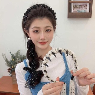 Băng đô MIKYCO, Băng đô ruy băng chấm khăn thanh lịch, Dây buộc tóc đa năng chống trượt bện thời trang dành cho nữ