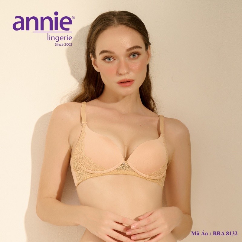 Áo Ngực Trơn không gọng bản to 3 móc tạo dáng lưng thon Cub B annie lingeries Bra 8132 Nâng Ngực Nhẹ