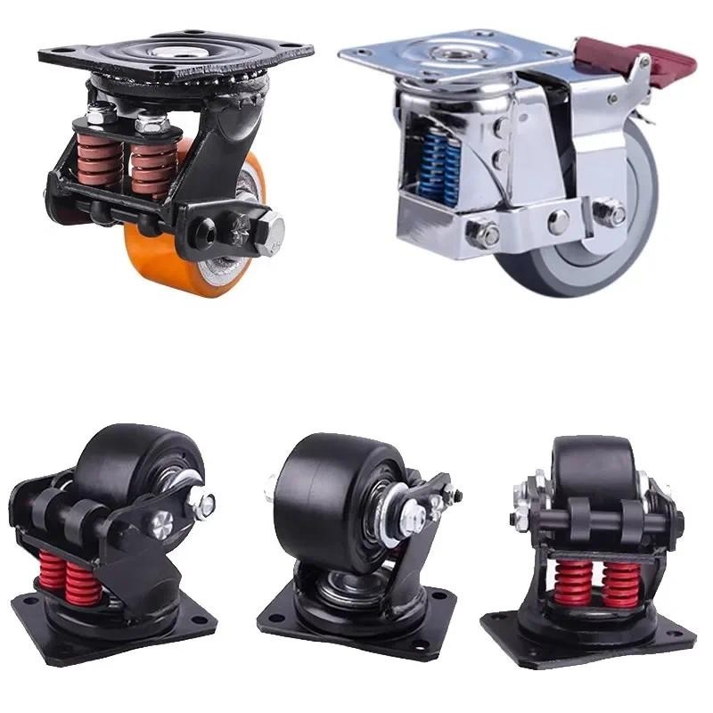 Bánh xe đa năng giảm chấn im lặng 3 inch có bánh xe lò xo chống địa chấn cho cổng thiết bị nặng Bánh xe công nghiệp