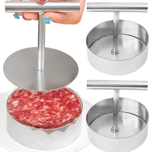Dụng cụ ép Patty Maker bằng thép không gỉ - Khuôn Burger thịt hạng nặng có vòng đế có thể tháo rời, Máy rửa chén Phụ kiện nhà bếp gia đình an toàn để nấu ăn