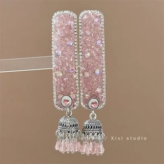 MAUROPOLI [Sẵn Sàng] Phong Cách Mới Công Nghiệp Nặng Pha Lê Flash Kim Cương Chuông Tua Rua Kẹp Tóc bb Kẹp Phong Cách Dân Tộc Nổ Kẹp Retro Kẹp Bên Mũ Đội Đầu Nữ